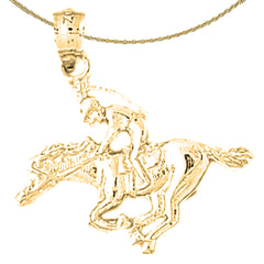 Sterling Silver Horse And Jockey Pendant (Rhodium or Yellow Gold-plated)