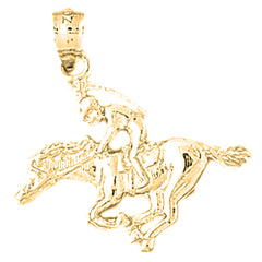 Yellow Gold-plated Silver Horse And Jockey Pendant