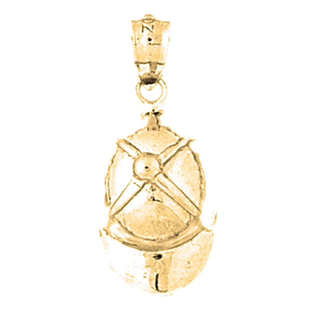 Yellow Gold-plated Silver Jockey Helmet Pendant