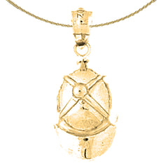 Sterling Silver Jockey Helmet Pendant (Rhodium or Yellow Gold-plated)