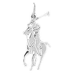 Sterling Silver Jockey On Horse Pendant