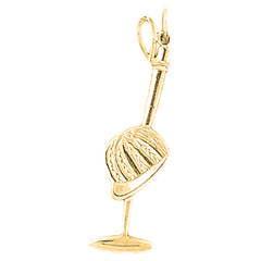 Yellow Gold-plated Silver Jockey Helmet Pendant