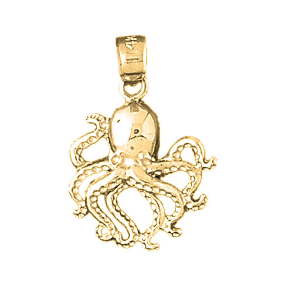 Yellow Gold-plated Silver Octopus Pendant