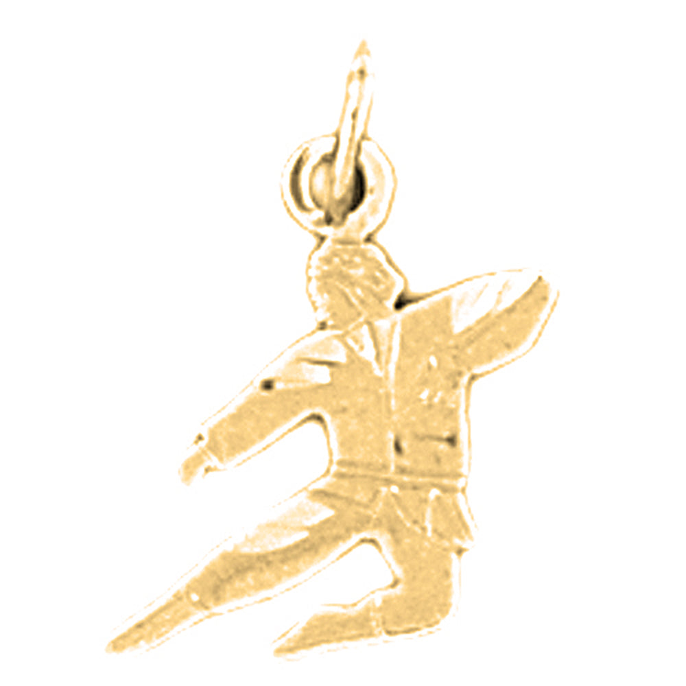 Yellow Gold-plated Silver Martial Arts Karate Pendant