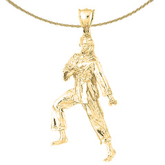 Sterling Silver Martial Arts Karate Pendant (Rhodium or Yellow Gold-plated)
