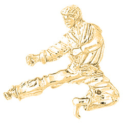 Yellow Gold-plated Silver Martial Arts Karate Pendant