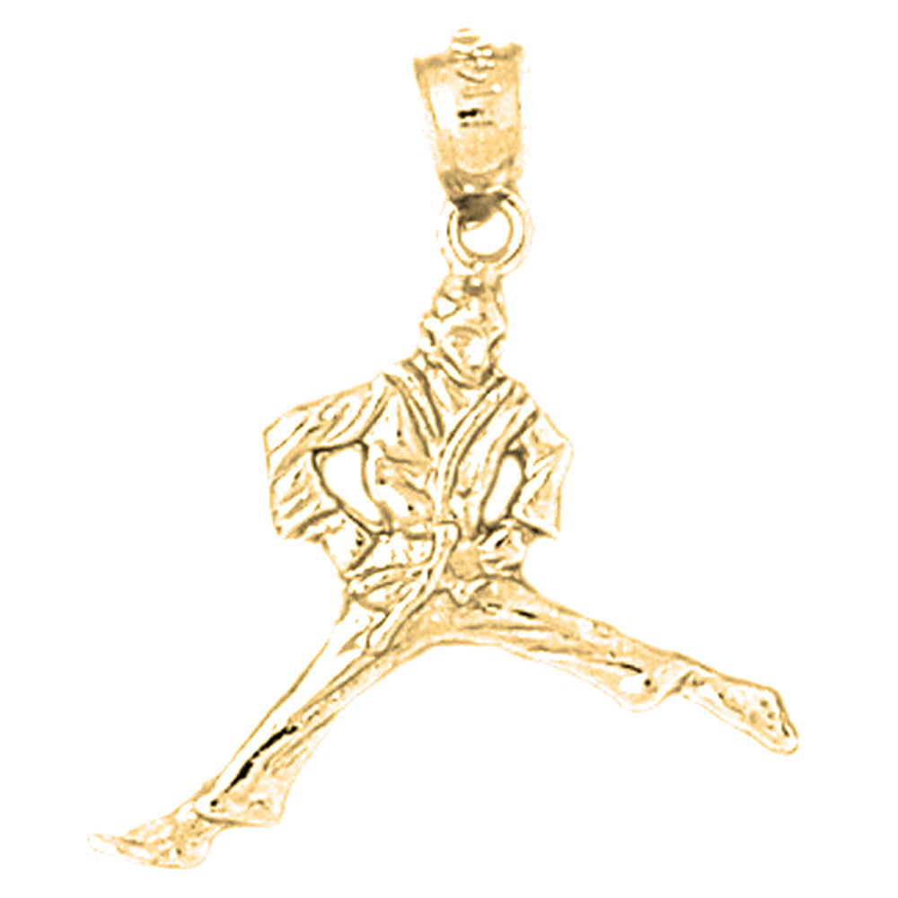 Yellow Gold-plated Silver Martial Arts Karate Pendant