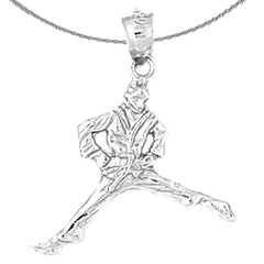 Sterling Silver Martial Arts Karate Pendant (Rhodium or Yellow Gold-plated)