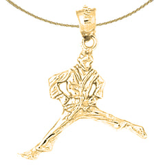 Sterling Silver Martial Arts Karate Pendant (Rhodium or Yellow Gold-plated)
