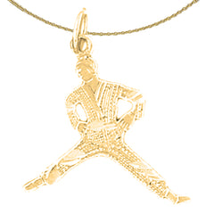 Sterling Silver Martial Arts Karate Pendant (Rhodium or Yellow Gold-plated)