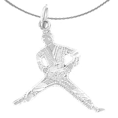 Sterling Silver Martial Arts Karate Pendant (Rhodium or Yellow Gold-plated)