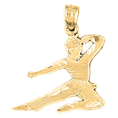 Yellow Gold-plated Silver Martial Arts Karate Pendant