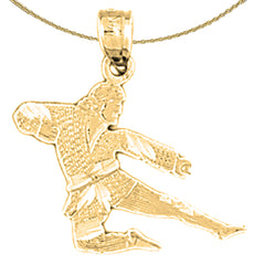 Sterling Silver Martial Arts Karate Pendant (Rhodium or Yellow Gold-plated)