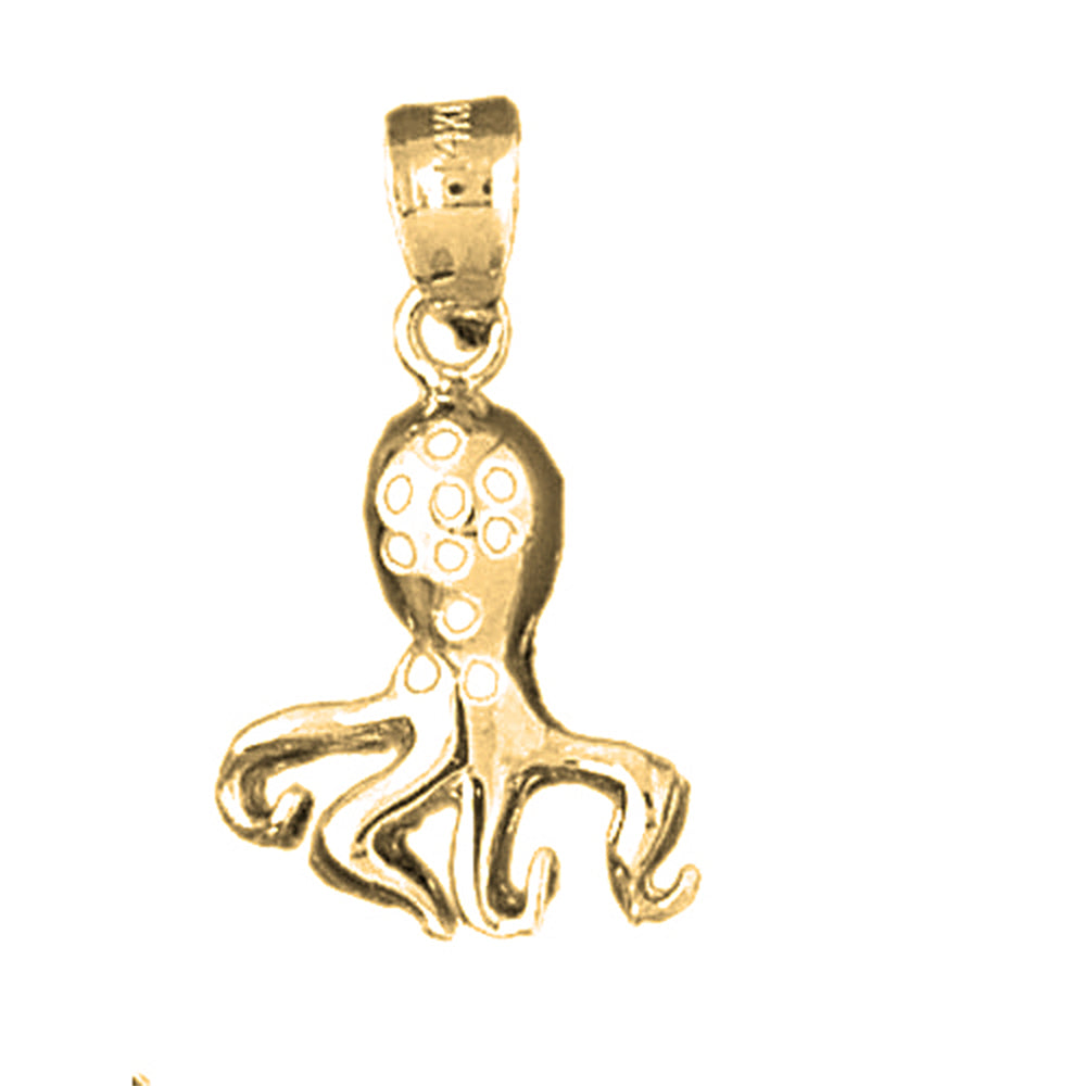 Yellow Gold-plated Silver Octopus Pendant