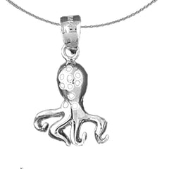 Sterling Silver Octopus Pendant (Rhodium or Yellow Gold-plated)