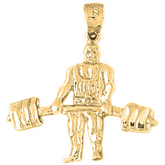 Yellow Gold-plated Silver Body Builder Pendant