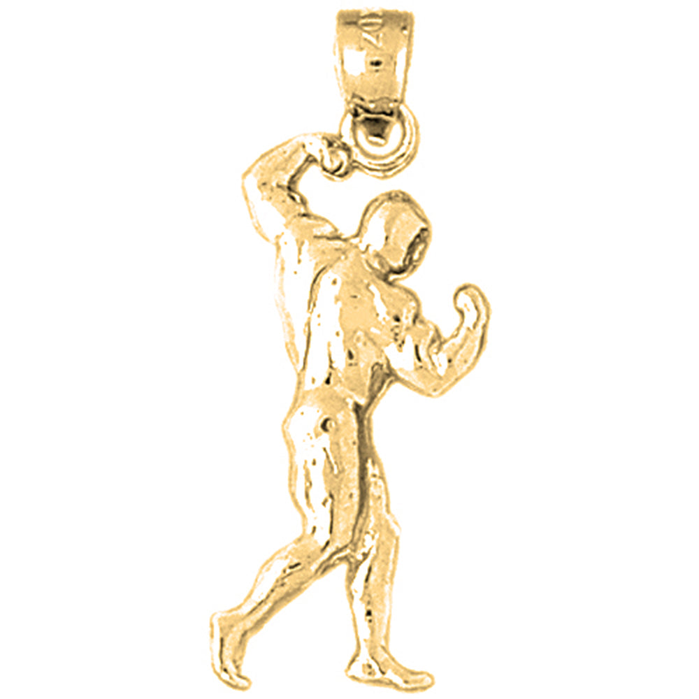 Yellow Gold-plated Silver Body Builder Pendant
