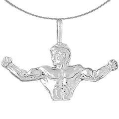 Bodybuilder-Anhänger aus Sterlingsilber (rhodiniert oder gelbgoldbeschichtet)