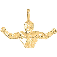 Yellow Gold-plated Silver Body Builder Pendant