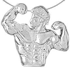 Bodybuilder-Anhänger aus Sterlingsilber (rhodiniert oder gelbgoldbeschichtet)