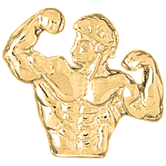 Yellow Gold-plated Silver Body Builder Pendant