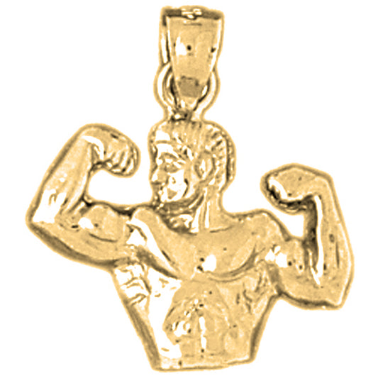 Yellow Gold-plated Silver Body Builder Pendant