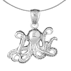 Oktopus-Anhänger aus Sterlingsilber (rhodiniert oder gelbvergoldet)