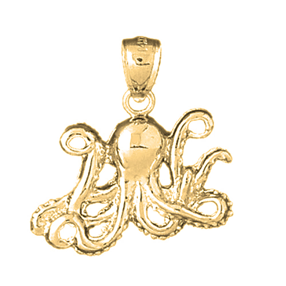 Yellow Gold-plated Silver Octopus Pendant