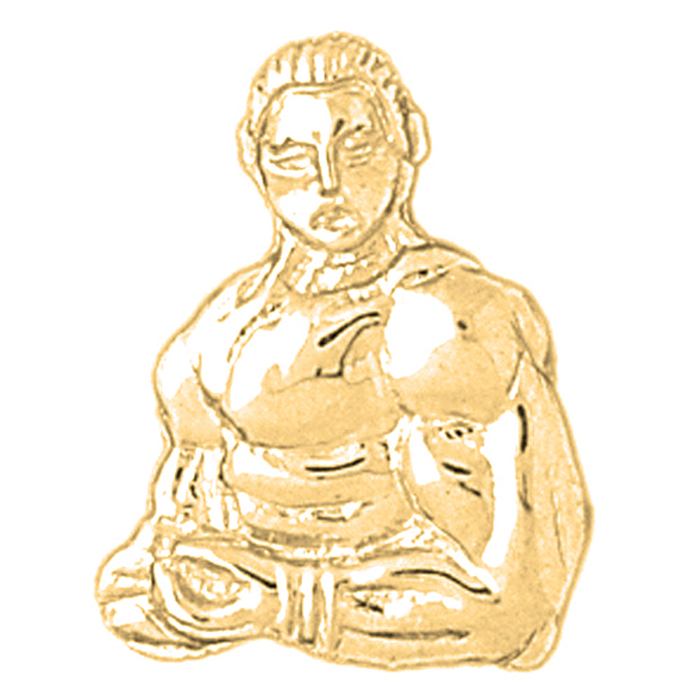 Yellow Gold-plated Silver Body Builder Pendant