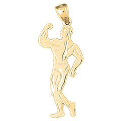 Yellow Gold-plated Silver Body Builder Pendant