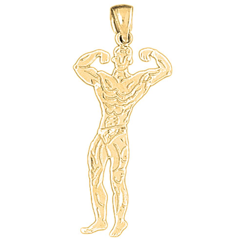 Yellow Gold-plated Silver Body Builder Pendant