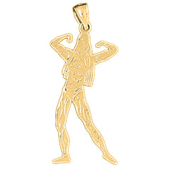 Yellow Gold-plated Silver Body Builder Pendant