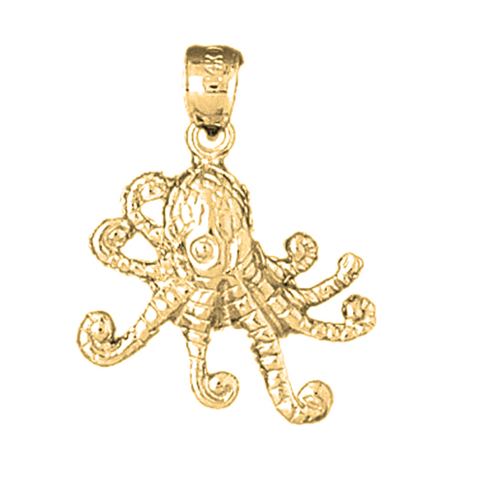 Yellow Gold-plated Silver Octopus Pendant