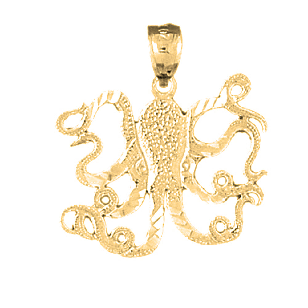 Yellow Gold-plated Silver Octopus Pendant