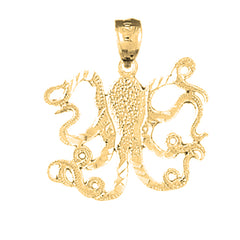 Yellow Gold-plated Silver Octopus Pendant