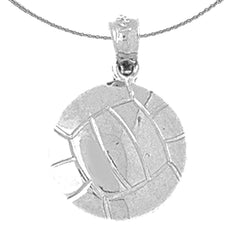 Colgante de voleibol de plata de ley (bañado en rodio o oro amarillo)