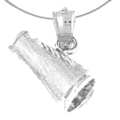 3D-Megaphon-Anhänger aus Sterlingsilber (rhodiniert oder gelbgoldbeschichtet)