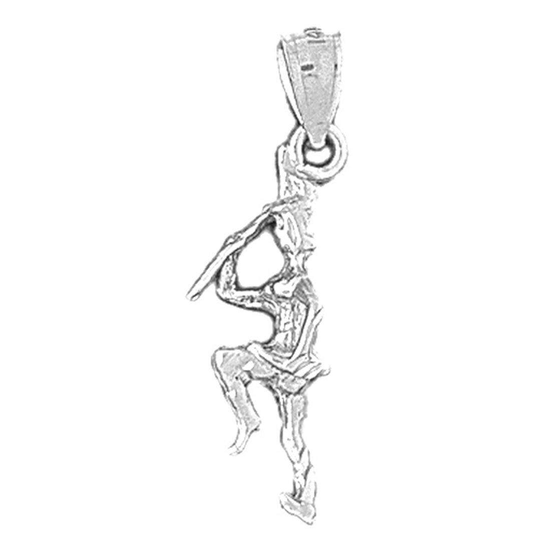 Sterling Silver 3D Cheerleader Pendant