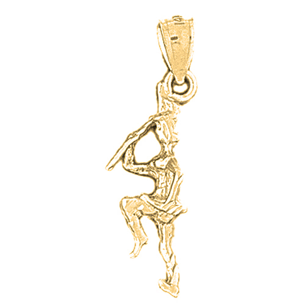 Yellow Gold-plated Silver 3D Cheerleader Pendant