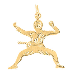 Yellow Gold-plated Silver Ninja Pendant