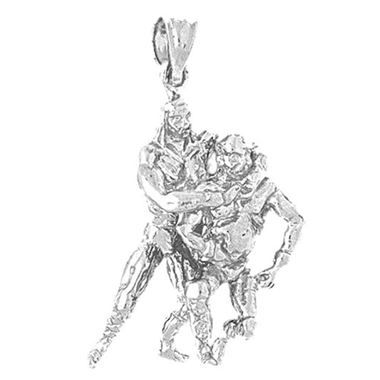 Sterling Silver Wrestler Pendant