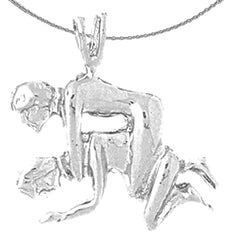 Sterling Silver Wrestler Pendant (Rhodium or Yellow Gold-plated)