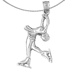 Sterling Silver Ice Skater Pendant (Rhodium or Yellow Gold-plated)