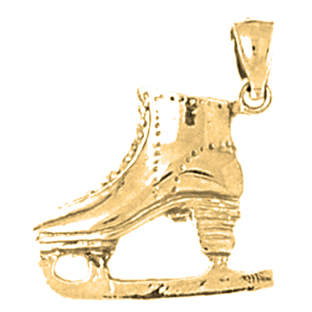 Yellow Gold-plated Silver Ice Skate Pendant