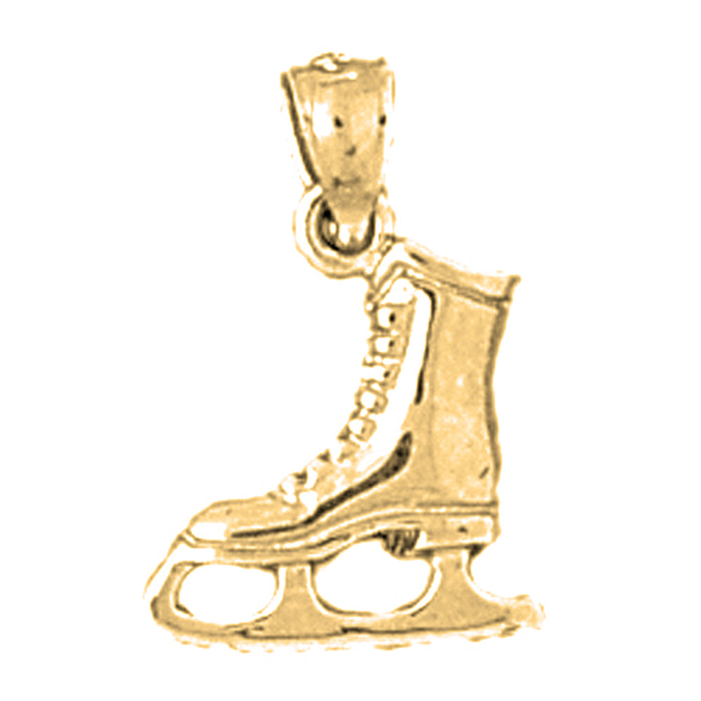 Yellow Gold-plated Silver Ice Skate Pendant