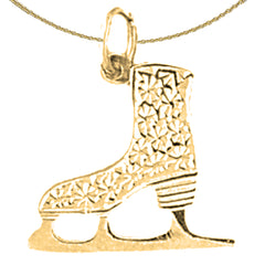 Sterling Silver Ice Skate Pendant (Rhodium or Yellow Gold-plated)