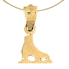 Sterling Silver Ice Skate Pendant (Rhodium or Yellow Gold-plated)