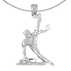 Sterling Silver Gymnast Pendant (Rhodium or Yellow Gold-plated)
