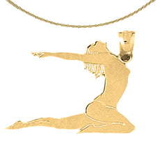 Sterling Silver Gymnast Pendant (Rhodium or Yellow Gold-plated)