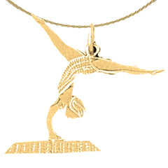 Sterling Silver Gymnast Pendant (Rhodium or Yellow Gold-plated)